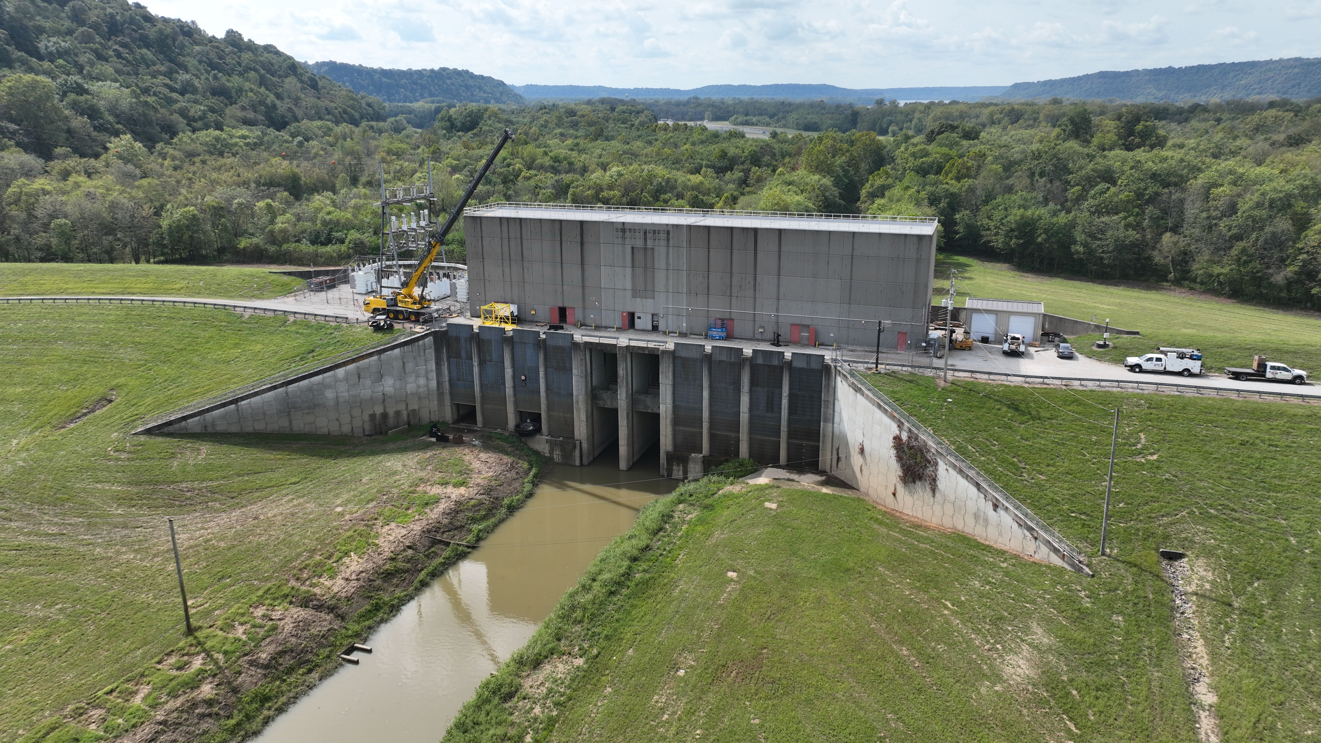 An aerial photo of Pond Creek Flood Pump Station.
