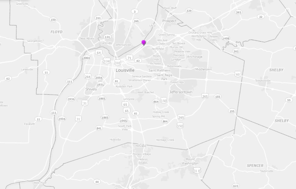 A map with a purple dotDescription automatically generated