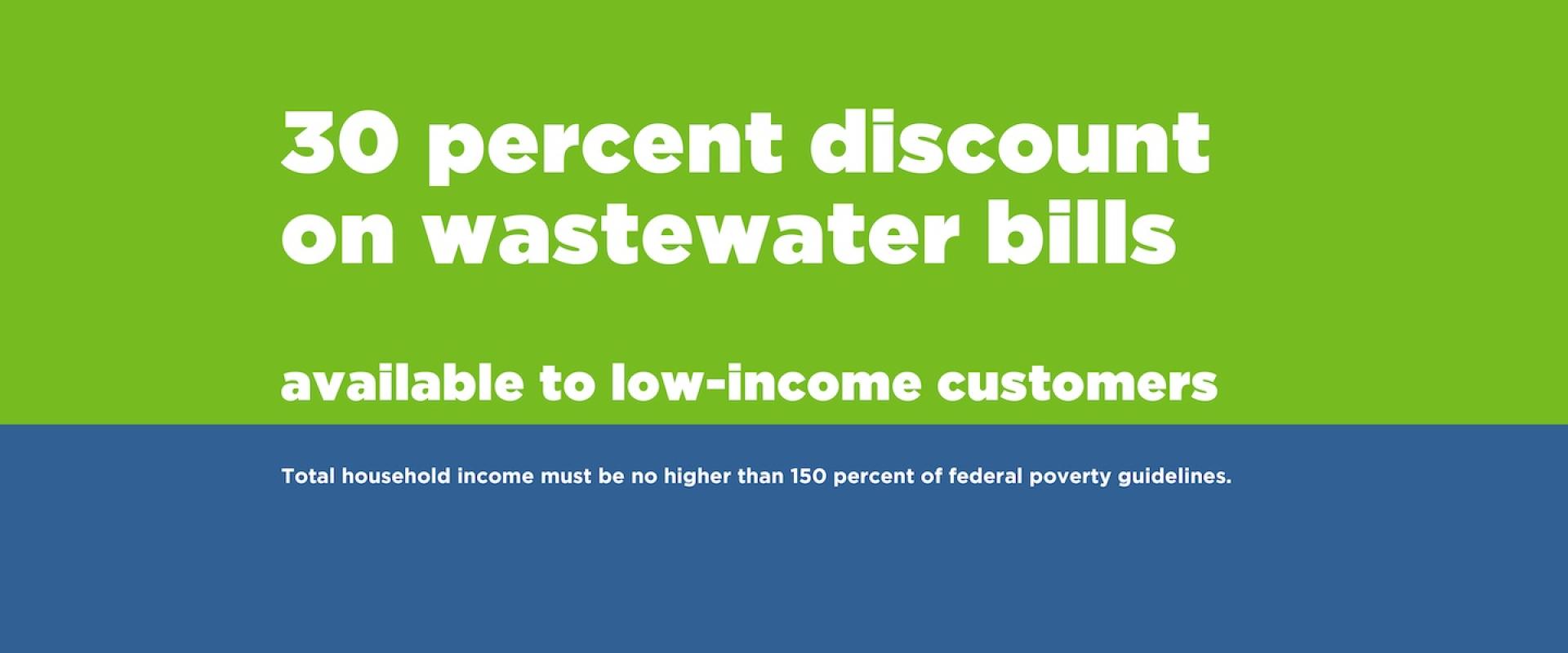 30 Percent Discount on wastewater bills